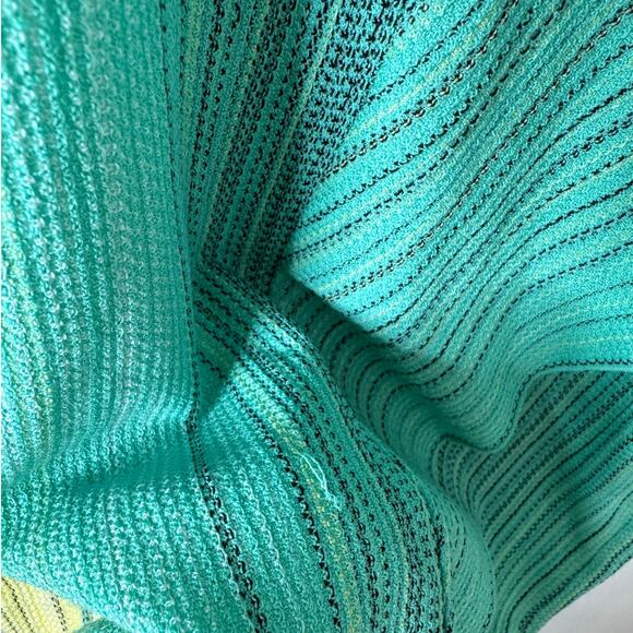 Ming Wang Large/X-Large Green & Yellow Stripe Knit Crew Neck Pullover Poncho Top - Picture 7 of 11